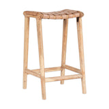 Adembi Woven Leather Counter Stool - Natural & Brown
