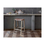 Adembi Woven Leather Counter Stool - Natural & Brown