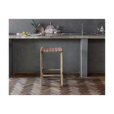 Adembi Woven Leather Counter Stool - Natural & Brown