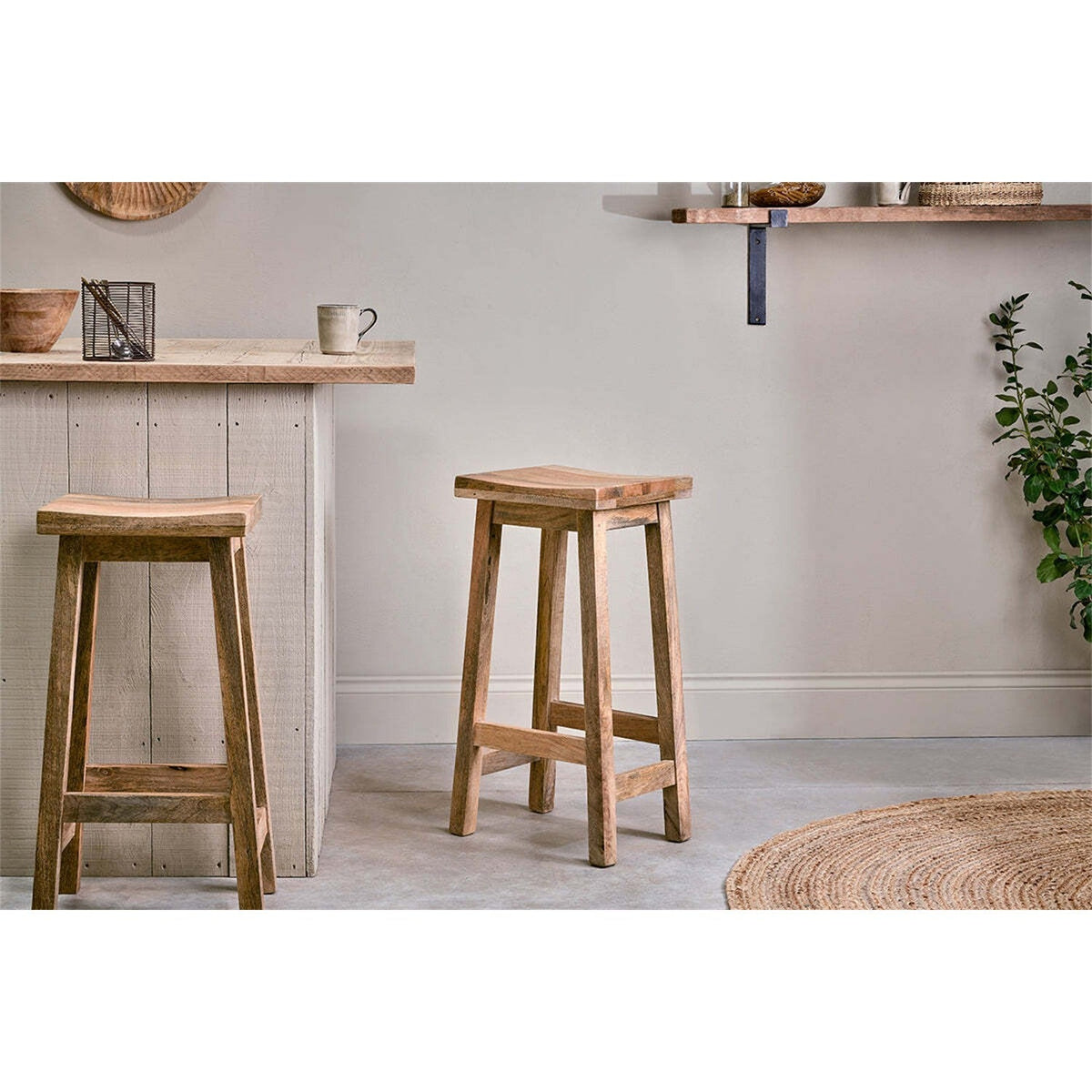 Ambi Tall Mango Wood Stool - Natural