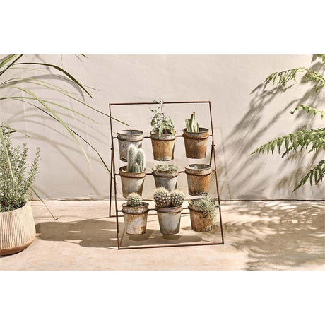 Abari Nine Pot Plant Stand - Aged Zinc