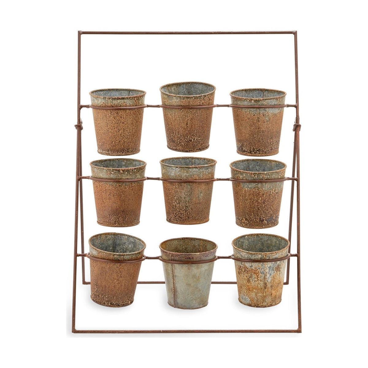 Abari Nine Pot Plant Stand - Aged Zinc