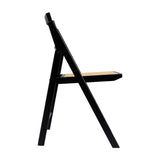 Side view of the Ashton dining chair with a black wood A-frame and natural cane seat, shown on a plain white background.