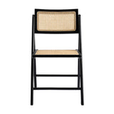 Ashton Dining Chair with black wood frame and natural cane back and seat, foldable design, shown against a plain white background.