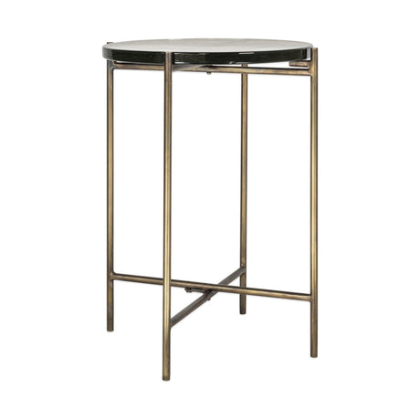 Aluva Glass Side Table - Antique Brass