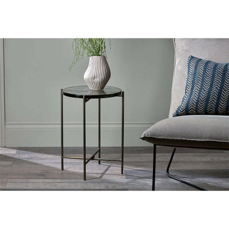 Aluva Glass Side Table - Antique Brass