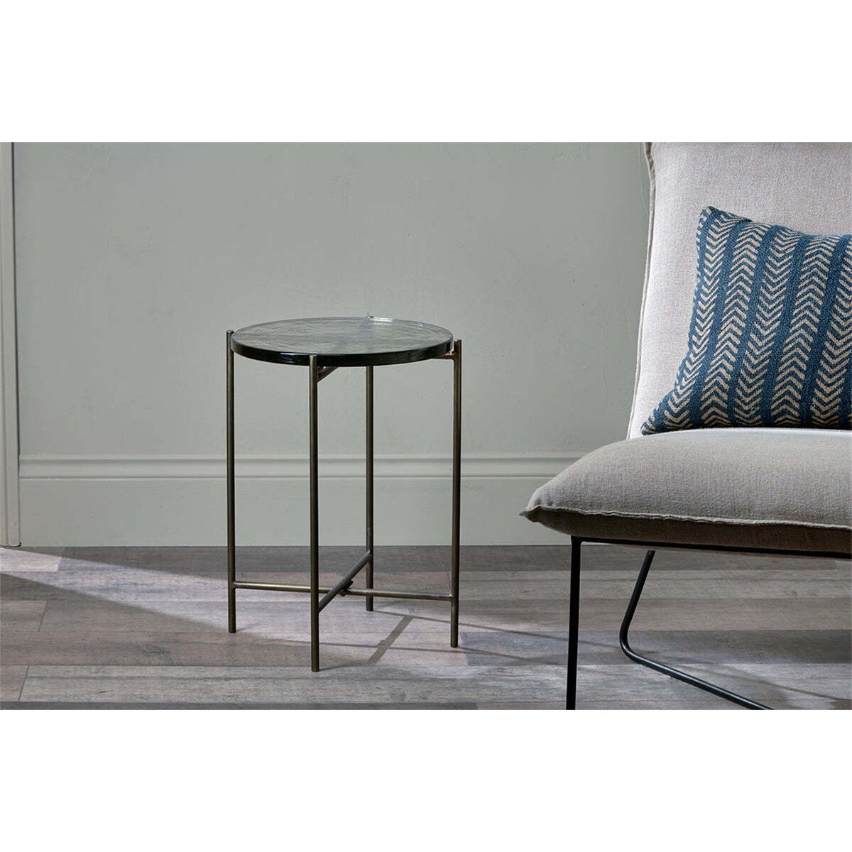Aluva Glass Side Table - Antique Brass