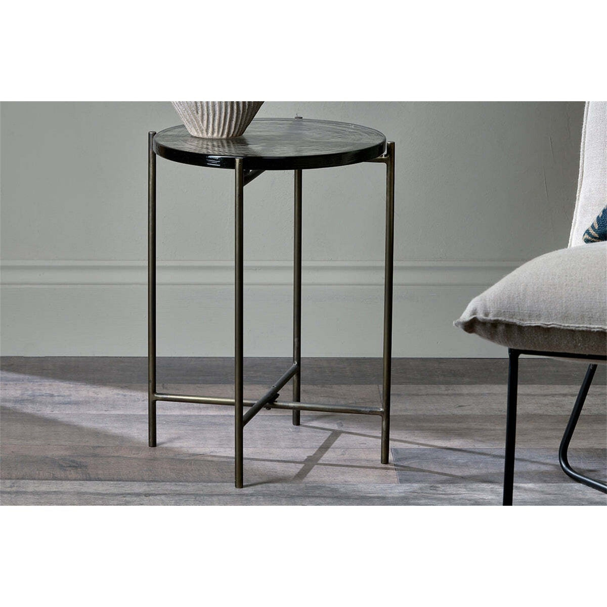 Aluva Glass Side Table - Antique Brass