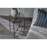 Aluva Glass Side Table - Antique Brass