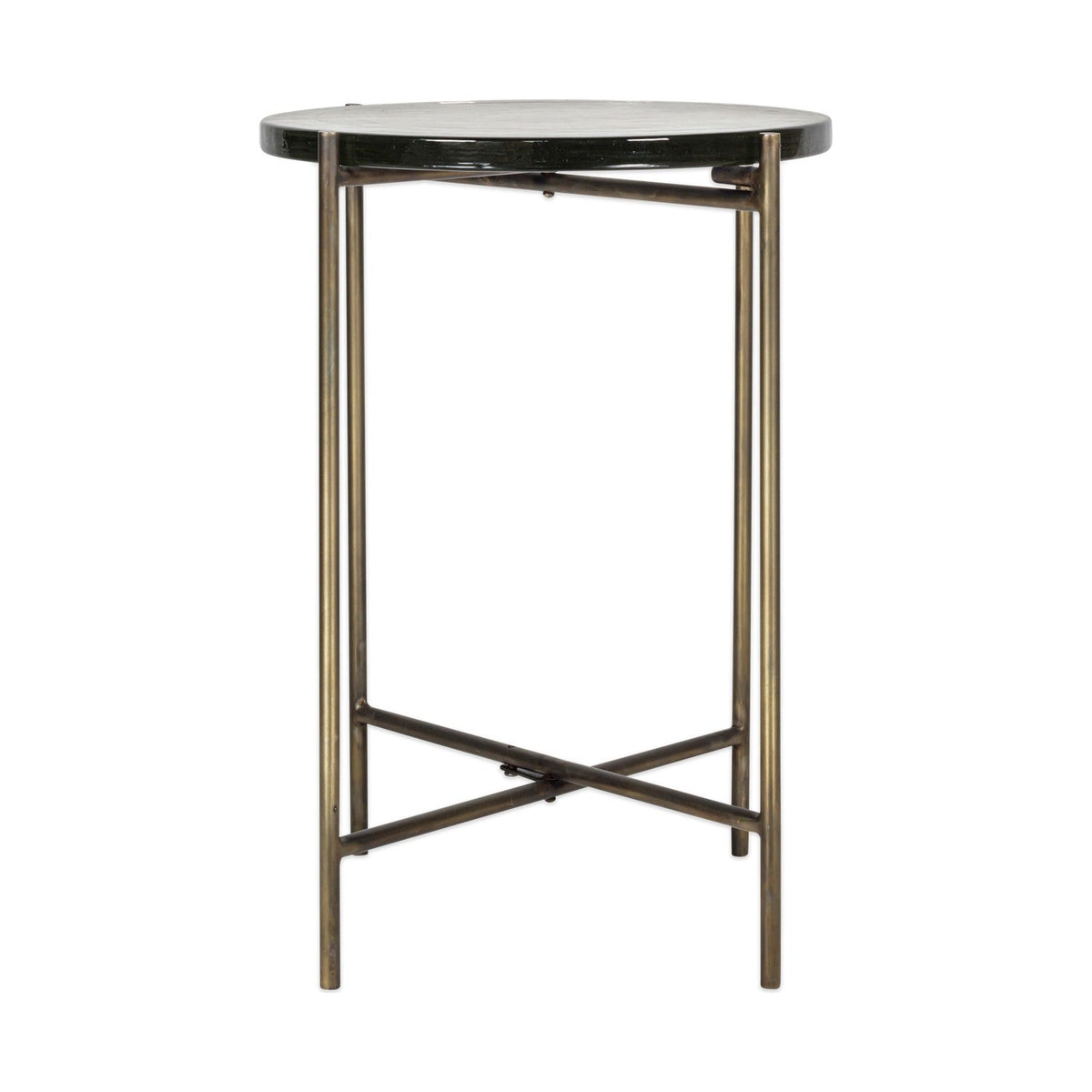 Aluva Glass Side Table - Antique Brass