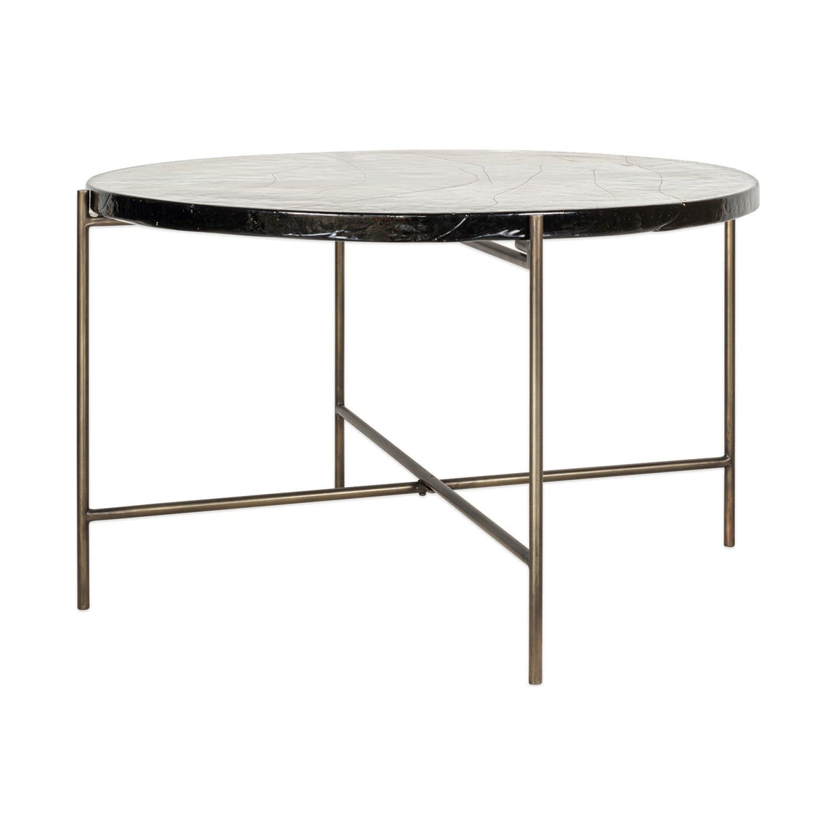 Aluva Cast Glass Coffee Table - Antique Brass