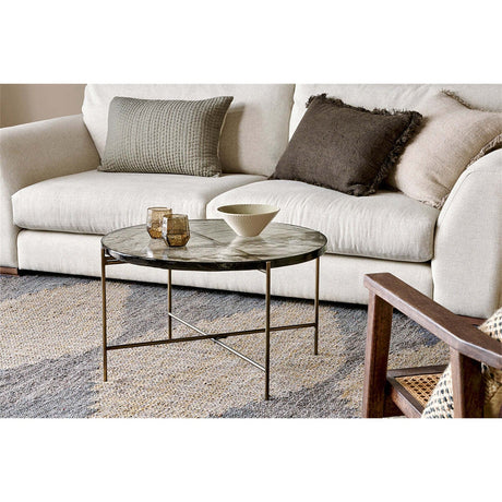 Aluva Cast Glass Coffee Table - Antique Brass