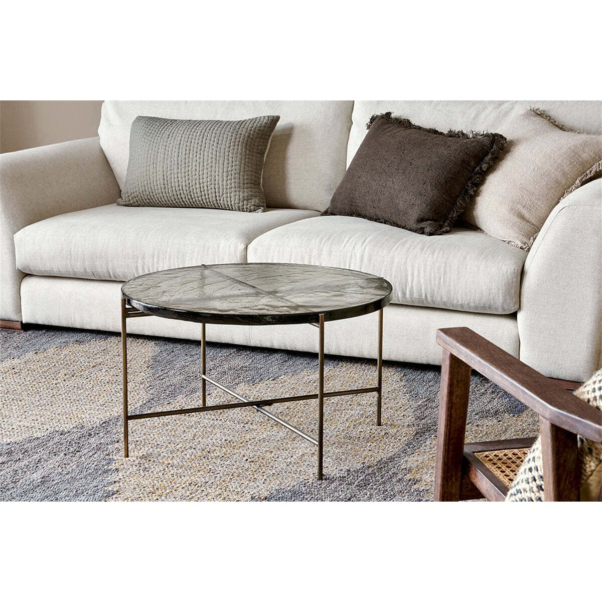 Aluva Cast Glass Coffee Table - Antique Brass