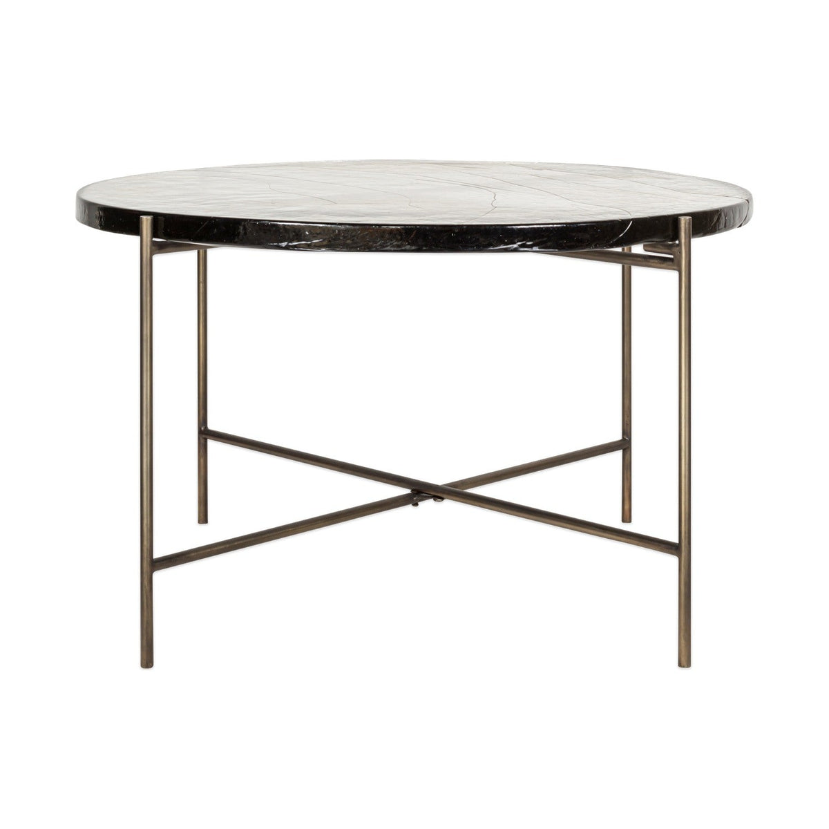 Aluva Cast Glass Coffee Table - Antique Brass