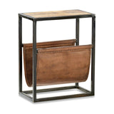 Alera Mango Wood & Leather Side Table - Natural