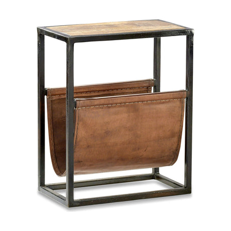 Alera Mango Wood & Leather Side Table - Natural