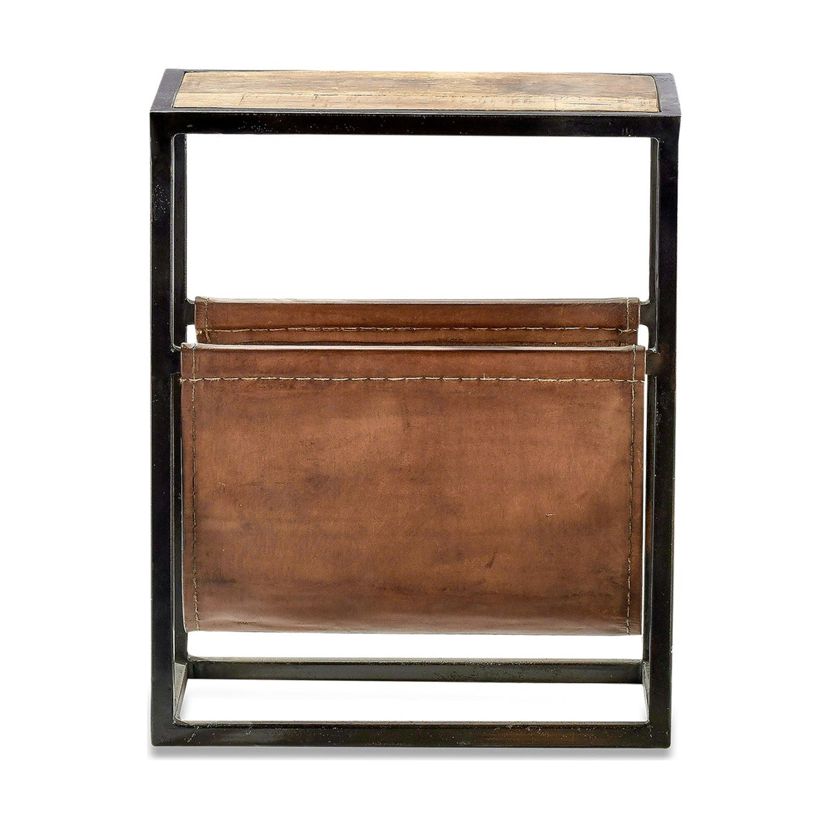 Alera Mango Wood & Leather Side Table - Natural