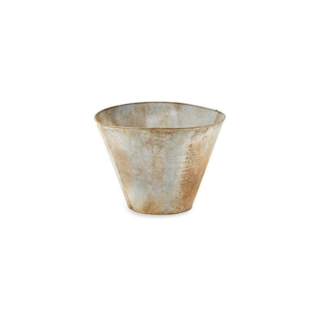 Abari Large Tapered Planter - Aged Zinc