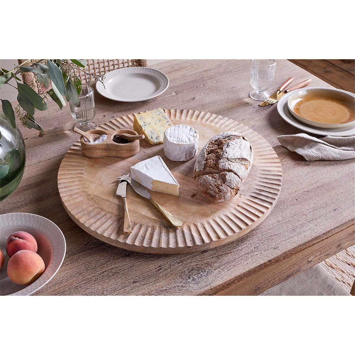 Soria Mango Wood Lazy Susan - Natural