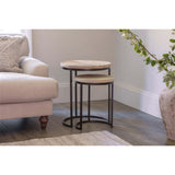 Aasha Mango Wood & Iron Nest of 2 Side Tables - Natural