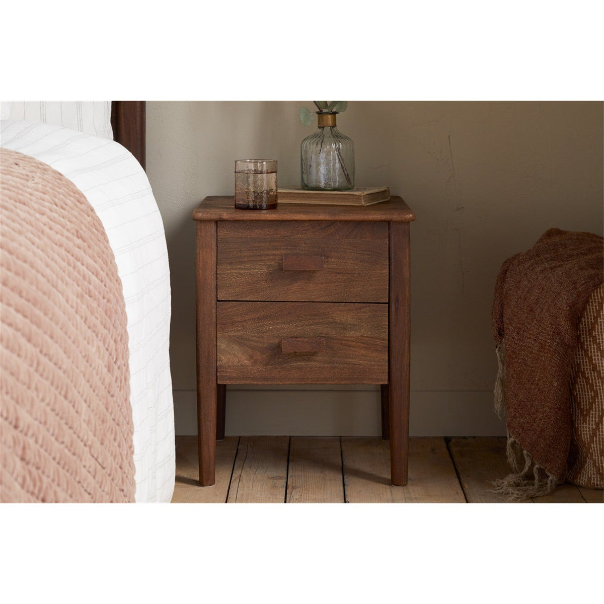 Anbu Acacia Bedside Table - Washed Walnut