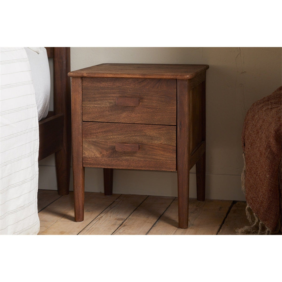 Anbu Acacia Bedside Table - Washed Walnut