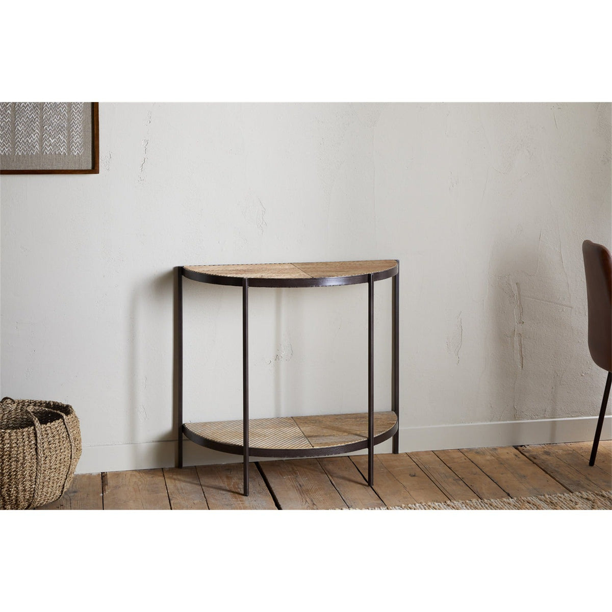 Aasha Mango Wood Half Moon Console Table - Natural