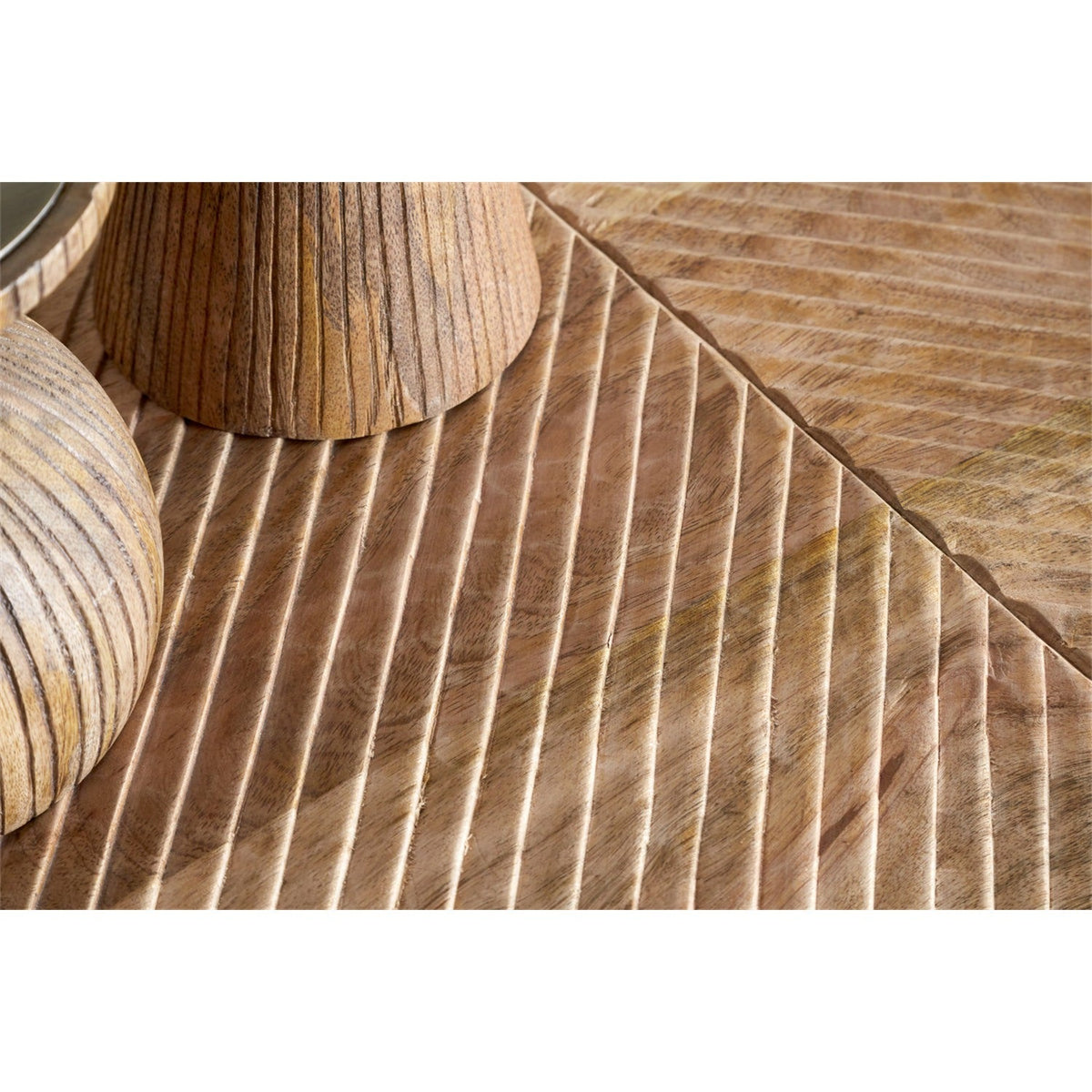 Aasha Mango Wood Half Moon Console Table - Natural