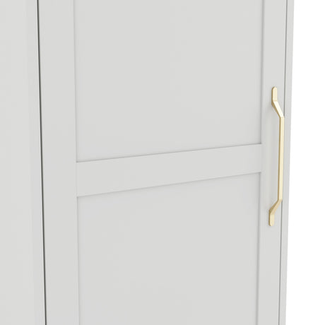 Close-up of the Austen 1 Door Wardrobe in white with a Shaker-style panelled door and a long gold-tone handle.