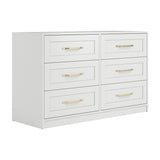 Austen 6 Drawer Chest of Drawers - White with Gold