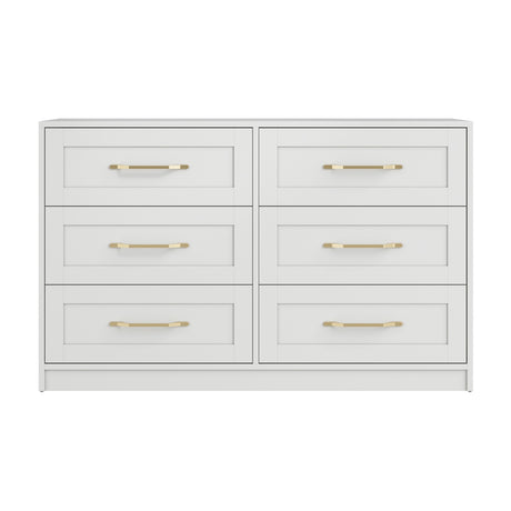 Austen 6 Drawer Chest of Drawers - White with Gold