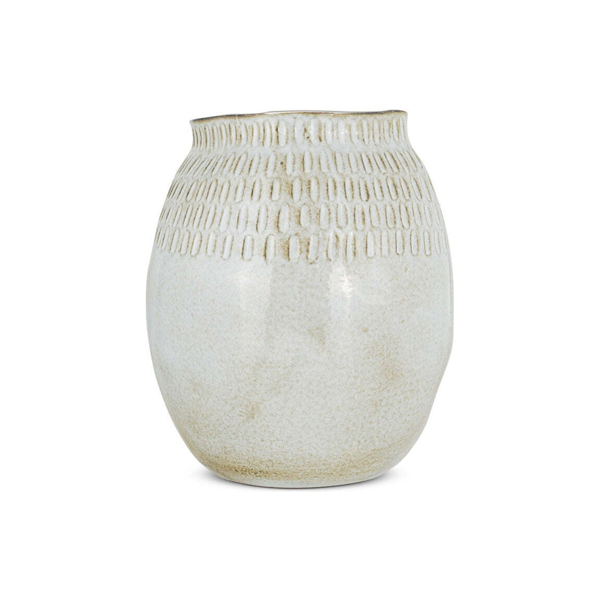 Anjuna Small Reactive Glaze Ceramic Vase - Off White