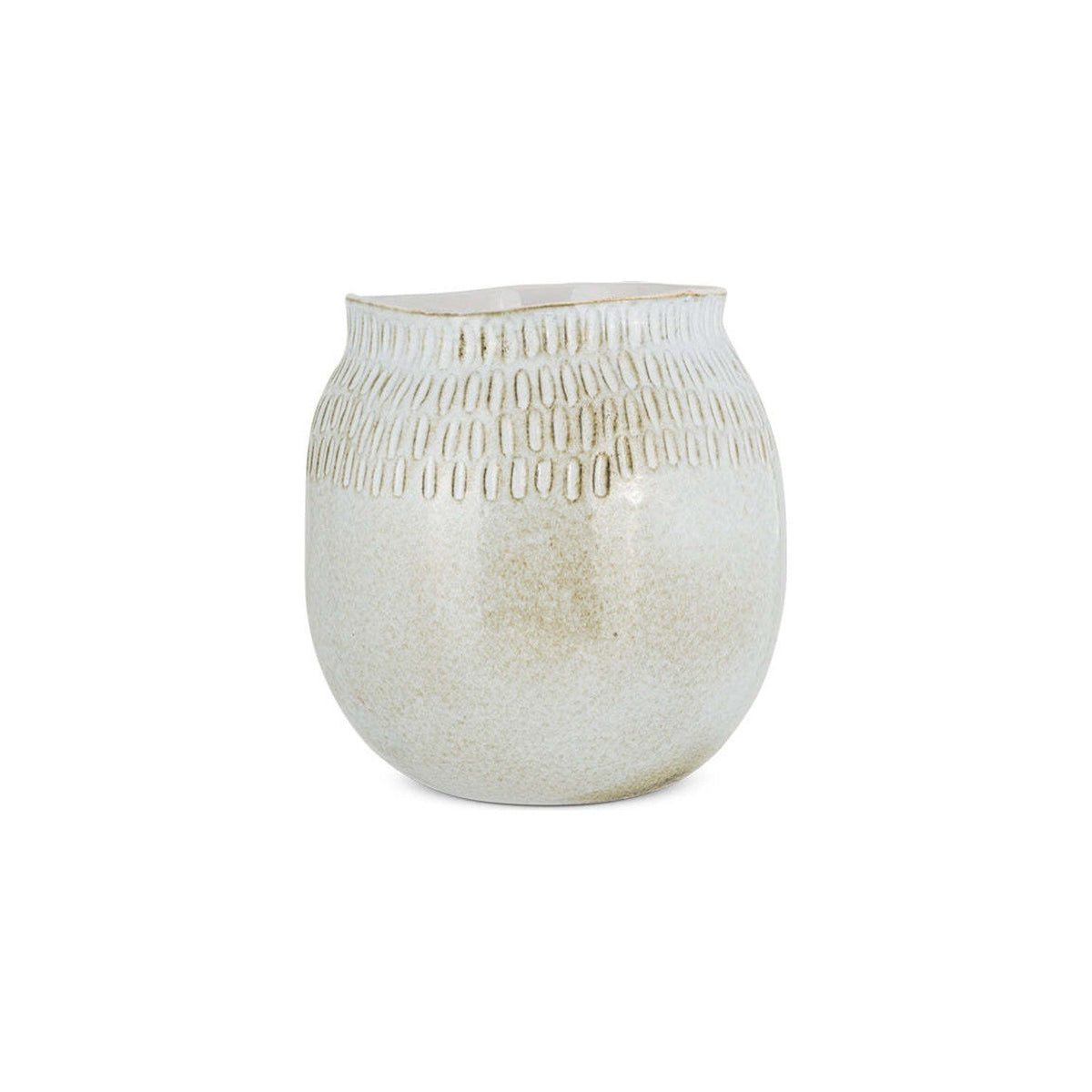 Anjuna Small Reactive Glaze Ceramic Vase - Off White