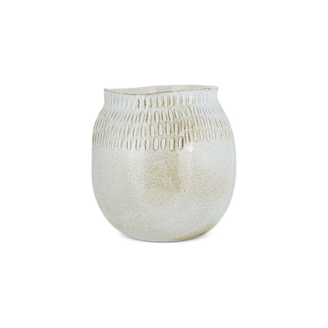 Anjuna Large Reactive Glaze Ceramic Vase - Off White