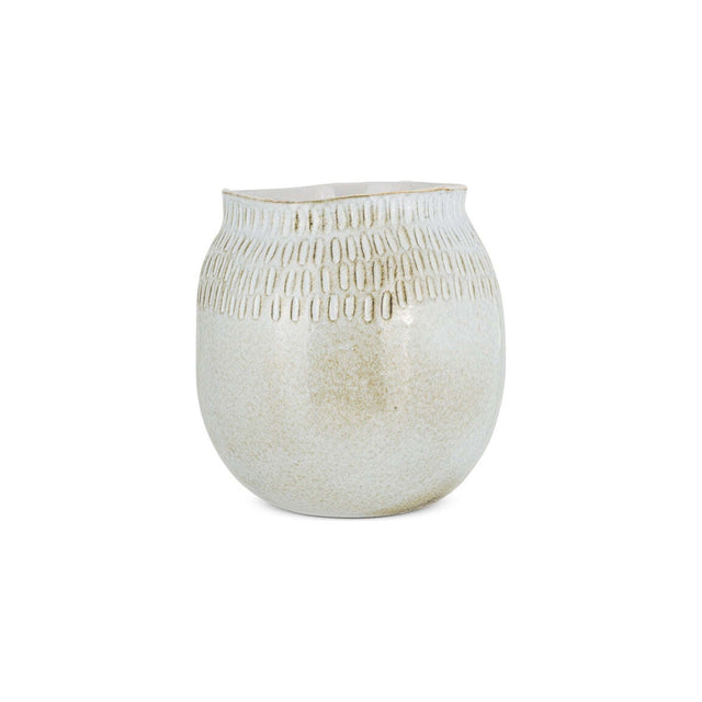 Anjuna Large Reactive Glaze Ceramic Vase - Off White