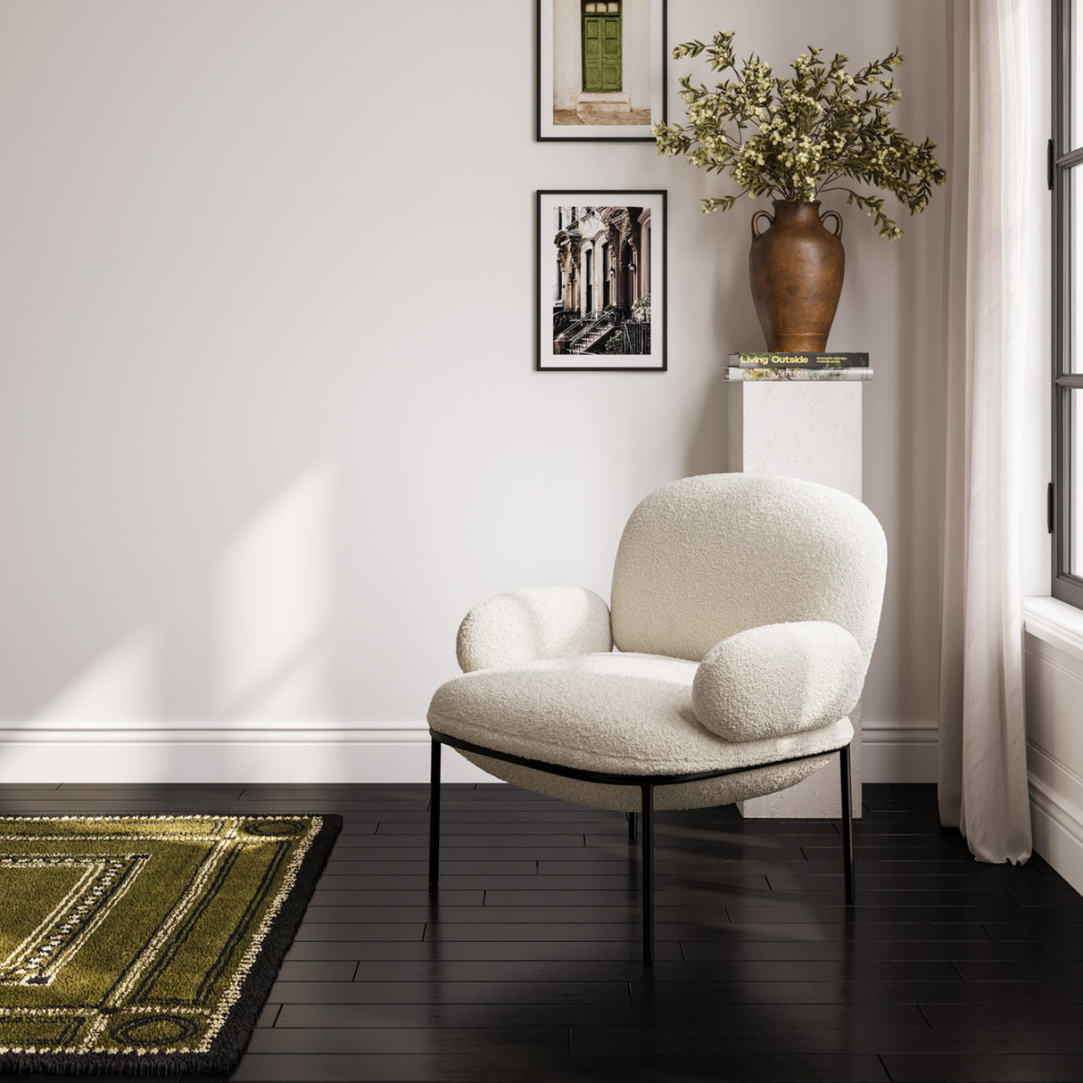 Avery Accent Chair - Ivory with Black