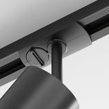 Additional perspective of Orlo LED Single Phase Unity Track Spotlight in Black, showing its adaptability for customized lighting.