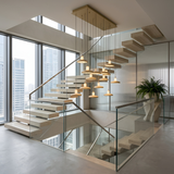 Aurevia 14 Light LED Linear Alabaster Chandelier - Brushed Brass