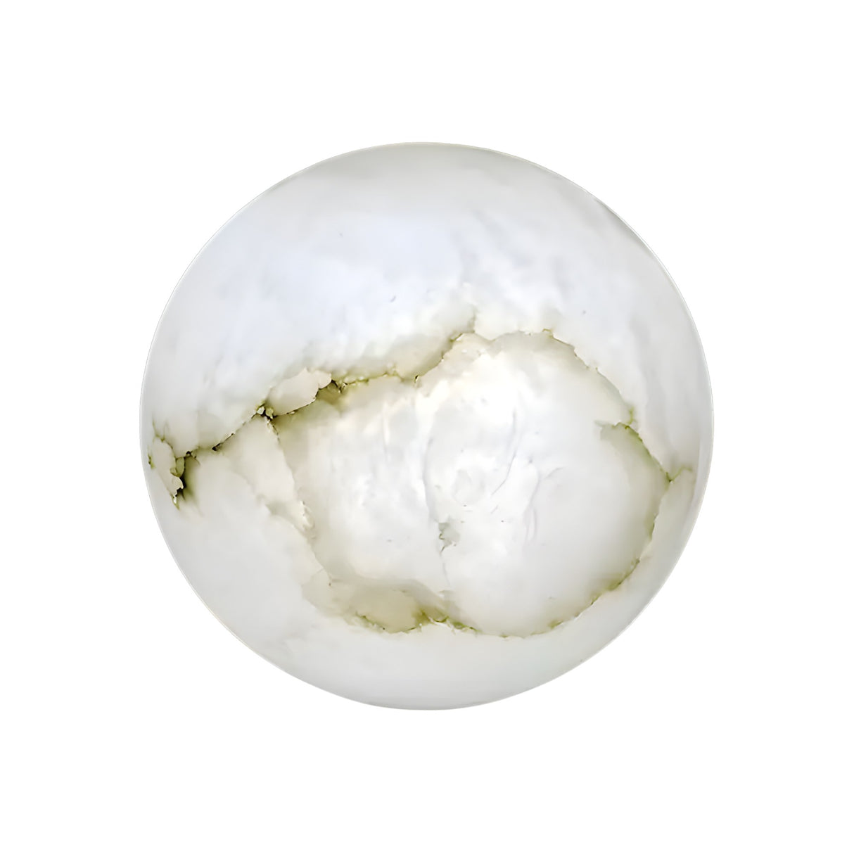 The Orlena 3 Light Globe Alabaster Floor Lamp in soft white features a smooth, round design with subtle gray veining and cloudy patterns, beautifully displayed against a plain white background.