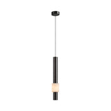 The Solenne LED Alabaster Single Pendant Light in Soft White & Polished Black features a sleek, modern cylindrical design with a frosted alabaster accent—ideal for contemporary interiors.