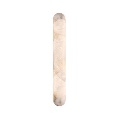 Arvella LED Large Column Alabaster Wall Light in soft white, a tall rounded natural alabaster column with warm glowing finish, shown against a plain white background.