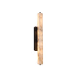 Selvara LED Small Alabaster Wall Light in Matt Black, a vertical alabaster panel with matte black end caps and rectangular back plate, shown lit against a plain white background.