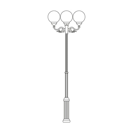 Rondel cast aluminium outdoor lamp post, 187-252cm fluted column with scrollwork arms holding three opal globe lanterns, E27 fitting, shown on a plain white background.