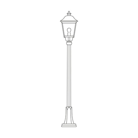 Gable Copper Top Outdoor Lamp Post, 155cm traditional lamp post with pagoda-style lantern roof, six-pane glass head and single E27 bulb, straight cast column, shown on a plain white background.