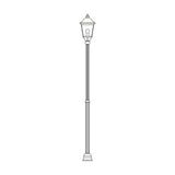 Gable outdoor lamp post with adjustable 145-229cm fluted column and six-panelled lantern head with pagoda-style copper top roof, shown on a plain white background.