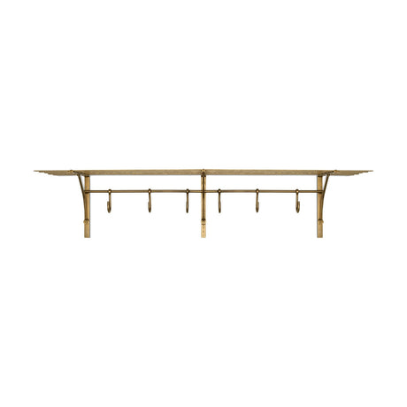 Basti 6 Hook Iron Wall Shelf - Antique Brass