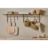 Basti 6 Hook Iron Wall Shelf - Antique Brass