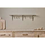 Basti 6 Hook Iron Wall Shelf - Antique Brass