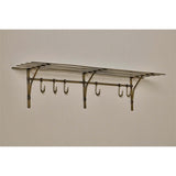 Basti 6 Hook Iron Wall Shelf - Antique Brass