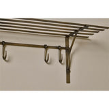 Basti 6 Hook Iron Wall Shelf - Antique Brass